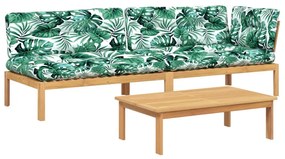 3 részes tömör akácfa kerti raklap ülőgarnitúra párnával