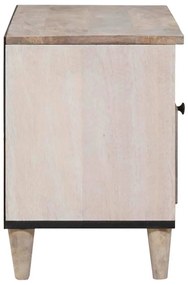 TV szekrény fiókkal Fehér 80 x 33 x 46 cm tömör mangófa