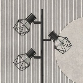 HOMCOM 3 Izzós állólámpa rugalmas fényelemekkel, fa alakú szerkezet, 41 × 28 × 169 cm, fém, fekete