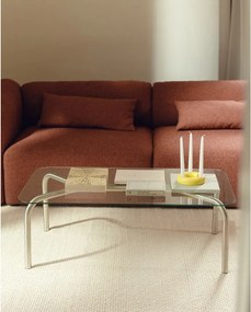 Ezüstszínű dohányzóasztal üveg asztallappal 60x110 cm Uku – noo.ma