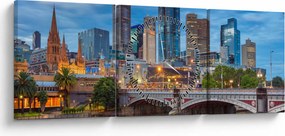 Melbourne város képe (órával) (90x30 cm)