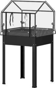 Outsunny Magaságyás Fedelekkel, Emelt Fűszeres Virágágyás Drainázs Nyílásokkal, Fém Növénytartó, Időjárásálló Zöldségágy, Kertészeti Ágy, Ültetőágy Ke