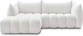 Fehér buklé sarokkanapé (bal oldali-heverő résszel) Azra – Bobochic Paris