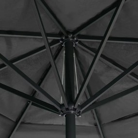 antracitszürke kültéri napernyő alumíniumrúddal 600 cm