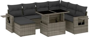 vidaXL 8 részes szürke polyrattan kerti ülőgarnitúra párnákkal
