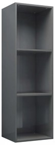 magasfényű szürke szerelt fa könyv-/TV-szekrény 36x30x114 cm