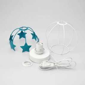 Gyerek asztali lámpa STARS 1xE27/15W/230V türkiz/fehér