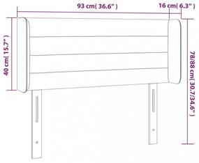 sötétkék bársony fejtámla 93x16x78/88 cm