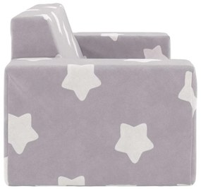 2 személyes világosszürke csillagmintás puha plüss gyerekkanapé