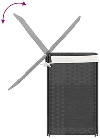szürke polyrattan szennyeskosár 2 rekesszel 53x33x57 cm