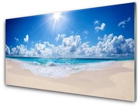 Üvegfotó Sun Beach Sea Landscape 120x60cm 2 fogas