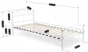 Fehér Fém Ágykeret. 90x200 cm GRIFFIN