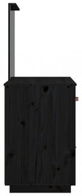 fekete tömör fenyőfa fésülködőasztal 95 x 50 x 134 cm