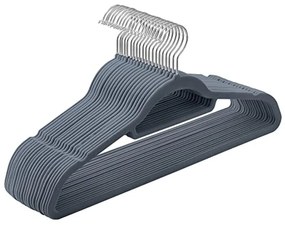 Bársony fogasok, 20 darabos ruhafogas készlet, világosszürke