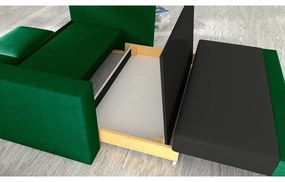 Zöld bársony kinyitható-tárolóhelyes kanapé 151 cm Wave – ELTAP