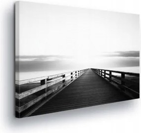 Vászonkép 100x75 Móló híd óceán tenger víz ég nyugalom minimalizmus monokróm