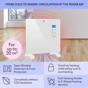 Klarstein Norderney, konvektor, 1000 W termosztát, időzítő, 20 m², fehér