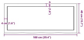kezeletlen tömör tölgyfa fali polc 100x40x(2-4) cm
