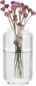 Üveg virágtartó váza csíkos 20cm Selena