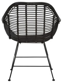 Fekete rattan étkezőszék szett 2 db-os Kiran - Støraa