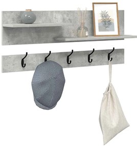Fali Kabáthorog polcokkal Beton szürke 90 x 15 x 36 cm Faanyag