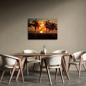 Pálmafa a naplementében képe (üvegen) (70x50 cm)