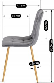 Krzesło FREDY Szare Welurowe