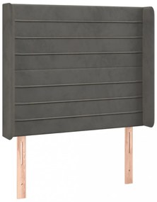 sötétszürke bársony fejtámla szárnyakkal 83x16x118/128 cm