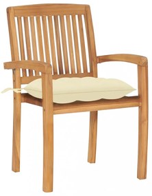 2 db tömör tíkfa kerti szék krémfehér párnával