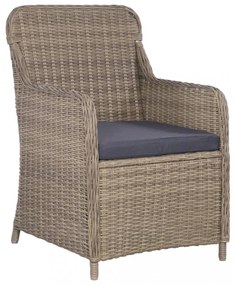 vidaXL 7 részes barna kültéri polyrattan étkezőgarnitúra párnákkal
