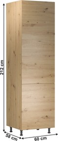 Élelmiszer szekrény polcokkal, artisan tölgy, univerzális, LANGEN D60R