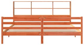 viaszbarna tömör fa könyvespolcos ágy matrac nélkül 180 x 200cm