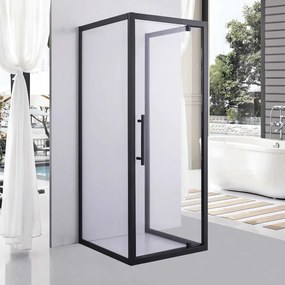 Stuxi Torino Black 70x80 falsíkra szerelhető 3 oldalú nyílóajtós zuhanykabin 6 mm vízlepergető biztonsági üveggel, fekete elemekkel, 200 cm magas