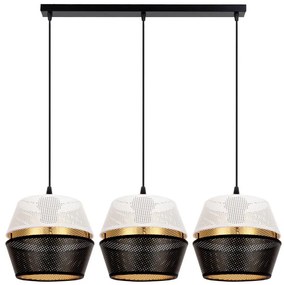 Csillár zsinóron PARIS 3xE27/60W/230V fehér/fekete/arany