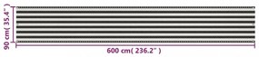 balkon napellenző HDPE 90x600 cm Antracit és fehér