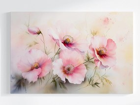 Vászonkép Canvas Akvarell Természet Rózsaszín Mezei Virágok Pipacsok 120x80