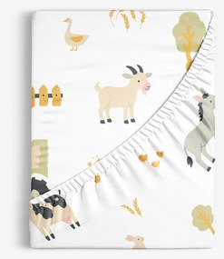 Goldea gyermek pamut gumis lepedő - élet a farmon 140 x 200 cm