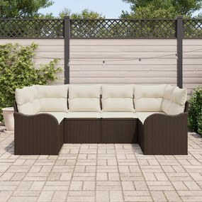 6 darabos kerti kanapé szett párnákkal Barna Poly Rattan