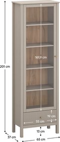 Vitrin, szürkésbarna Taupe/craft arany tölgy, KLIO 1W1S