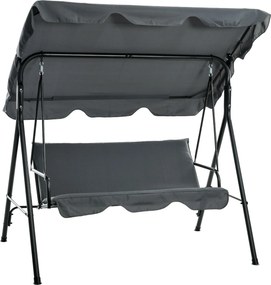 Outsunny Hollywood Hinta, Ülőpárnával, 3 Fős Kertihinta Állítható Napernyővel, Hinta Pad 240 kg-ig, Kerthez, Teraszhoz, 172 x 110 x 153 cm, Szürke | A