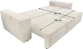 Kihúzható heverő, bézs, HARPERA BIG SOFA