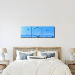 Kép - léggömbök a táj felett (órával) (90x30 cm)
