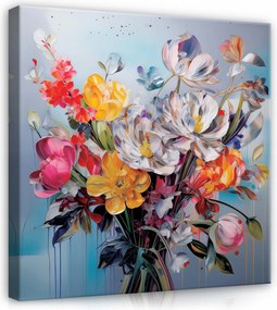 VĂĄszonkĂ©p VirĂĄgok SzĂnes Csokor Modern VĂĄszon Fal HĂĄlĂłszoba 80x80