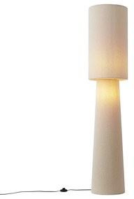 Japandi állólámpa bézs színű teddy szövetből, 2 égős - Trompet