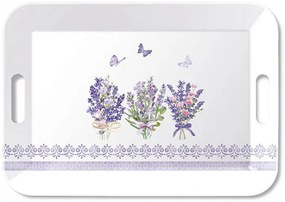 Levendula virágos műanyag konyhai nagy tálca 33x47 cm Lovely lavender white