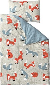 Krepp ágyneműhuzat gyerekágyhoz Renforcé FOXIVA szürke Ágyneműhuzat mérete: 45 x 65 cm | 90 x 140 cm