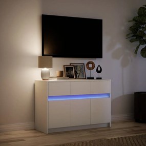 fehér szerelt fa TV-szekrény LED-ekkel 91 x 34 x 61 cm