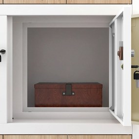 Fém irodai szekrény széffel, fehér, sonoma tölgy, 900x1850x400 mm: FILIP II Eco Design