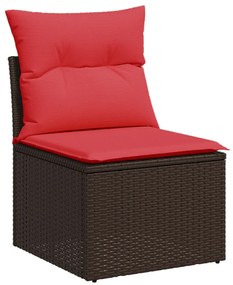 barna polyrattan kerti kanapé karfa nélkül párnákkal