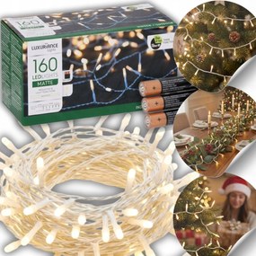 Elemfényes Karåcsonyfai Fények 160 Led Meleg Fehér 12,4m Beltéri 8 Mód